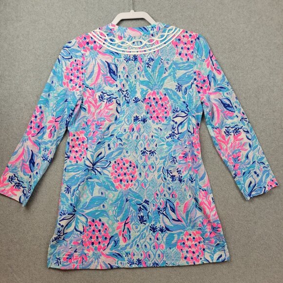 Lilly Pulitzer Kaia Tunic Top Womens Size Small Resort 3/4 Sleeve Embroidered - Picture 11 of 13